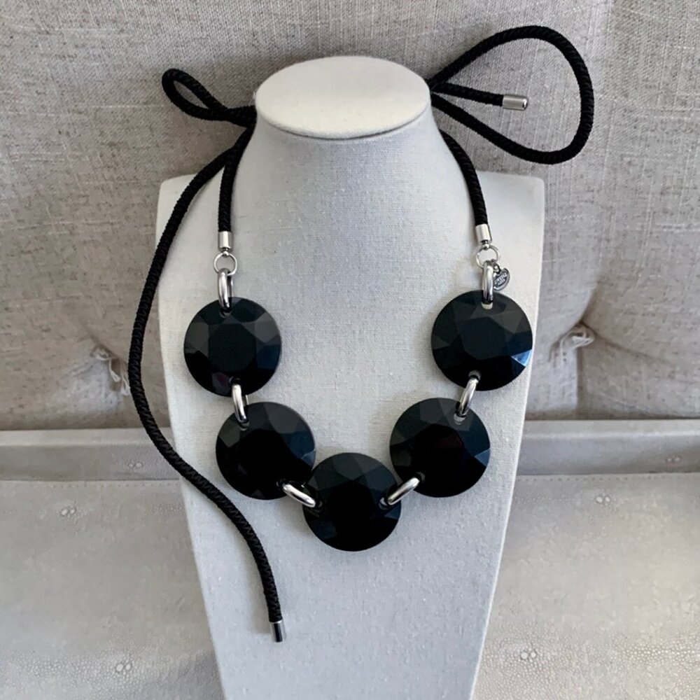 Dyrberg/Kern Emmeline faceted gem shaped resin and cord necklace